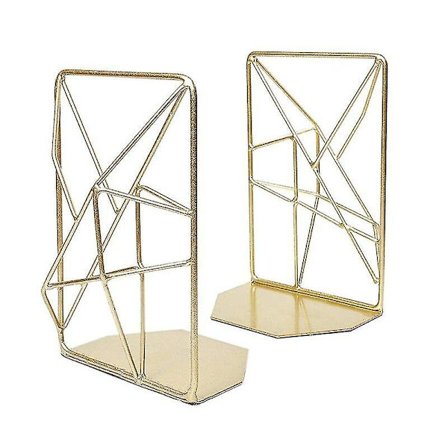 2 stk. Geometriske Bogstøtter med Mat Finish Dekorativ Jernbog Rustik Dekoration|