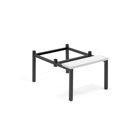 Beingestell mit Sitzbank für 2 Module, B 600 mm, Laminat grau/schwarz