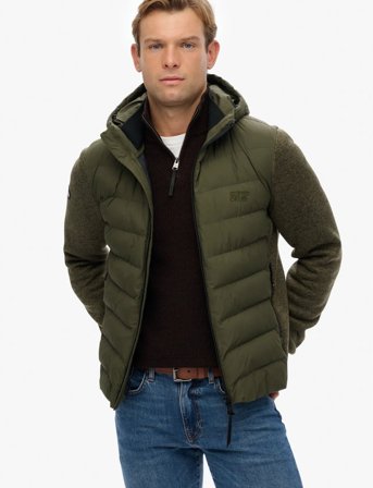 Superdry Hooded Storm Knit Hybrid Jkt - Khaki green - M