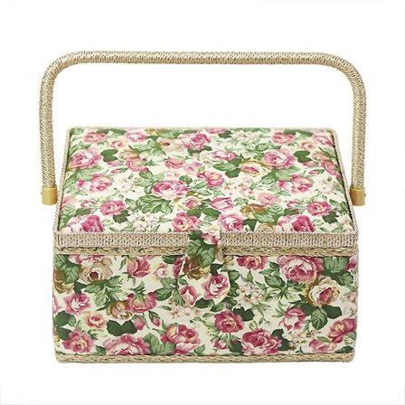 Stora rosnålar med tråd, träram, sybox, förvaringsbehållare