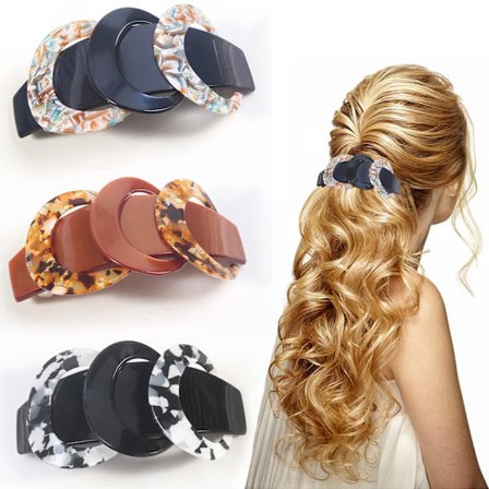 Hårklemmer til kvinder, 3 stk. hårspænder, store akryl snap hårtilbehør, retro skildpadde hårklemmer, hårklemmer til kvinder og piger med tykt hår