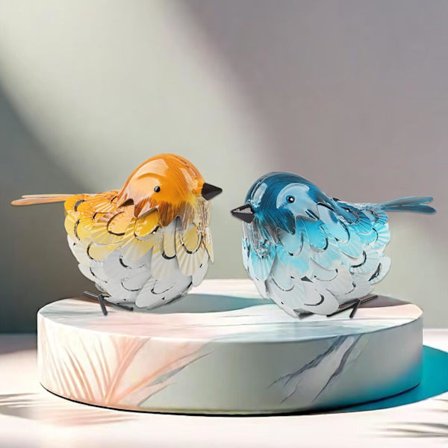 Pyntestatuer av fugler, ornament, kunstig metallfuglstatue, dyreskulptursamling, kompatibel med stue, soverom, hage, innendørs, utendørs, 