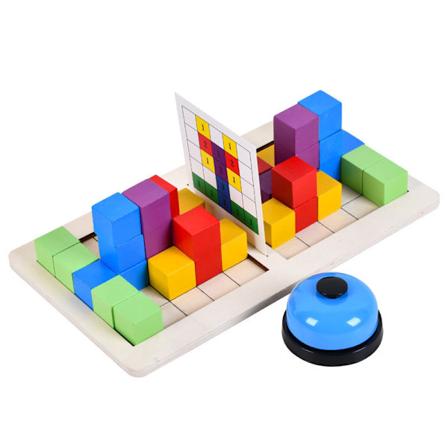 Træpuslespil Mønsterblok Hjernegymnastik med 60 Udfordringer, 3D Russisk Byggelegetøj Træ Tangram Form Puslespil Montessori Uddannelse