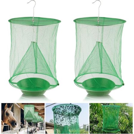 2 stk. Hængende Fluesnappefangst Flueskab Mesh Net Udendørs Effektiv