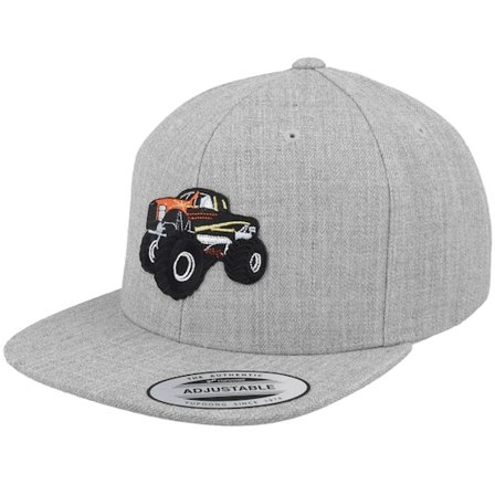 Kiddo Cap - Harmaa Lippis - Cool Monster Truck Heather Grey Snapback @ Hatstore