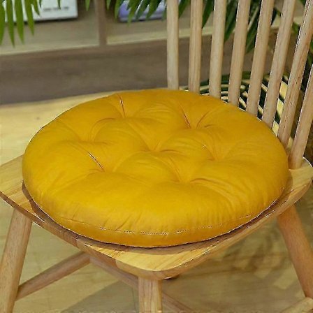 2 stk. Runde Udendørs Hynder, Udendørs Stolhynder Runde Siddehynder Stolhynde Gulvhynde, 40*40 cm, gurkemeje