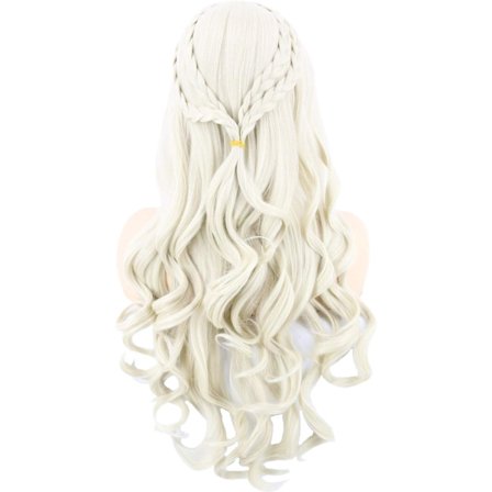 1PC Cosplay Parykk Kvinner, Daenerys Parykker Lang Krøllete Blond Khaleesi W