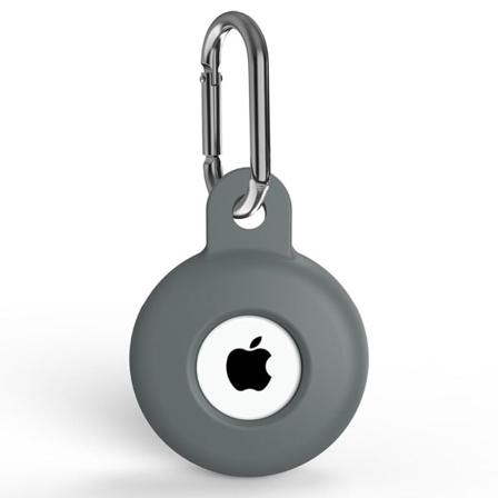 Apple Airtag Hållare Med Karbinhake I Silikon - Grå Grey Grå