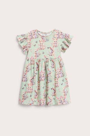Kappahl | Bawełniana sukienka w króliki Zielony 134/140 | Zielony