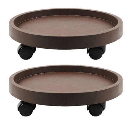 Fortykkede runde plantebakke med hjul, slidstærk mobil blomsterplantebase til store potteplanter
