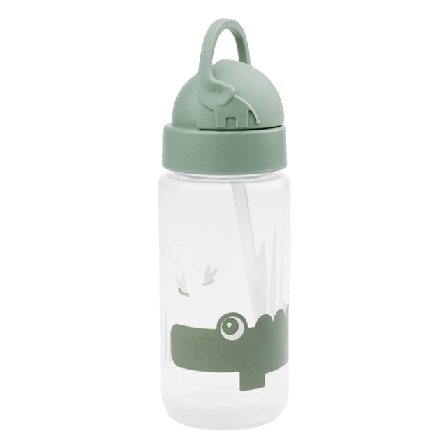 Done by Deer Straw bottle Croco Green Mata & äta Grön Ø 6.5 x H 20 cm 350 ml