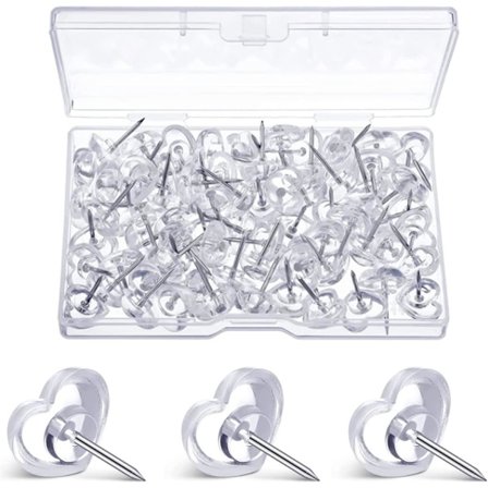 50 stk. gjennomsiktige trykknåler, trykknåler, dekorative flate trykk