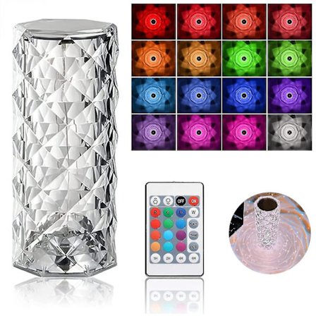 Crystal Diamond Desk Lamp, 16 Colors Usb Rechargeable Touch Light Night Light Night Light With Remote Control
