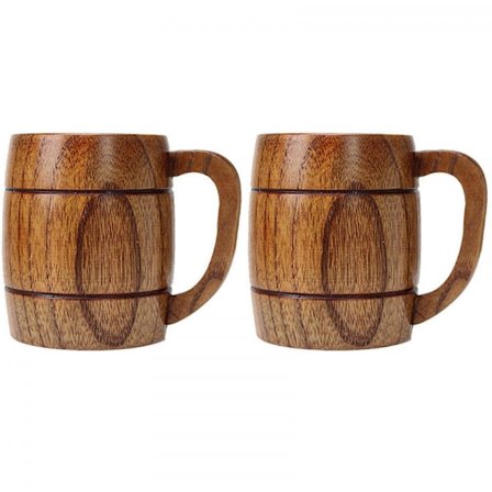 2X 400ml Klassinen Luonnonpuu Kuppi Puiset Oluttuopit Juomiseen Juhliin Uutuuslahjat Ympäristöystävällinen