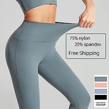 Højtaljede Leggings med Naked Feeling Push Up Sport Kvinder Fitness Løbe Yoga Bukser Energi Sømløse Leggings Gym Pige Leggings (XL blå kul)