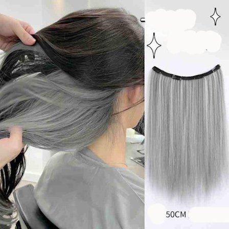 V-formad ett stycke syntetiskt 4 Clip In Hair Extensions Lång rak frisyr Frisyr Färg 50CM Naturligt falskt hår