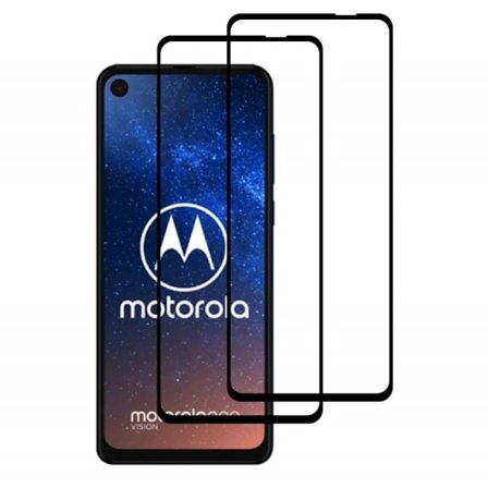 Motorola One Vision - 2-Pack härdat glas - Heltäckande skärmskydd