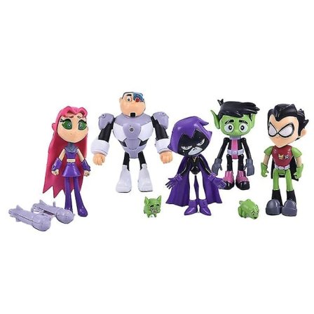 7 stk./sett Teen Titans Go Robin Cyborg Beast Boy Raven Action Figur Leke Barn Gave