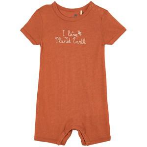 Celavi Brown I Love Planet Earth Romper 70 cm (6-7 Months) - All in ones - 70 cm (6-7 months) - Brown