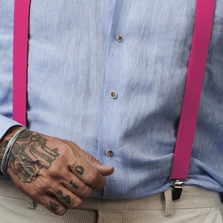 Bretele înguste fuchsia pentru bărbați - Bretele cu clips