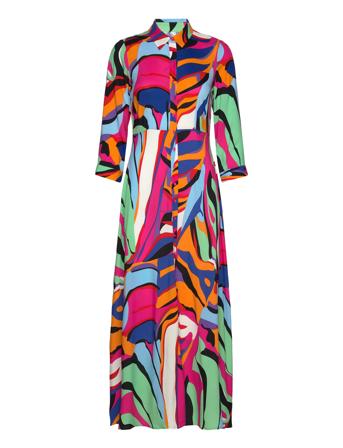Yassavanna Long Shirt Dress S. Dresses Shirt Dresses Multi/mønstret YAS*Betinget Tilbud
