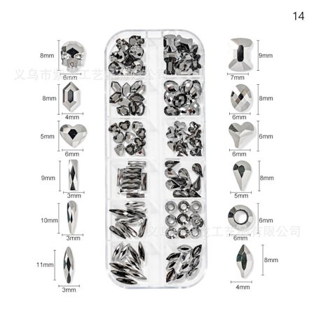 DIY smyckestillbehör 12 fack specialformad nagelkonst diamant specialformad diamant