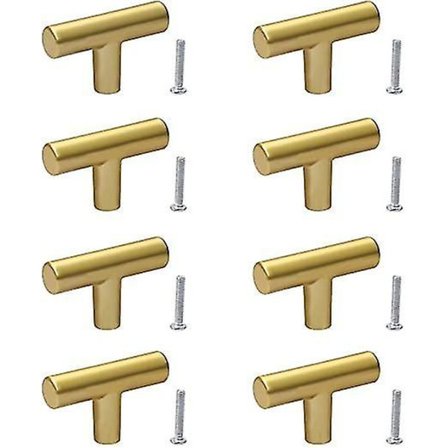 8 stk. Guld Enkelt Huls T-Formet Greb Badeværelse Køkken