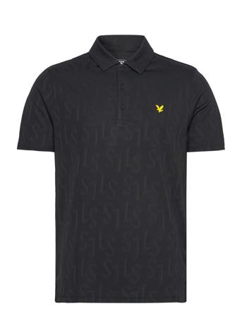 Monogram Jacquard Polo Shirt Black Lyle & Scott Sport