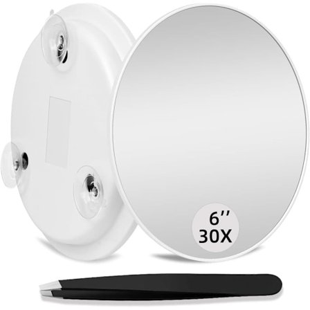 30X Forstørrelsesspeil for Sminke, Rundt Sminkespeil med Sugekopper & Stativ, Håndholdt Reisespeil_TF_TF