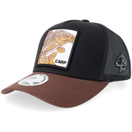 Skillfish - Svart trucker Keps - Kids Carp Black/Black/Brown Brim A-frame Trucker @ Hatstore