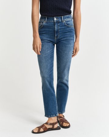 GANT Damen Verkürzte Slim Fit Jeans (32) Denim Melange