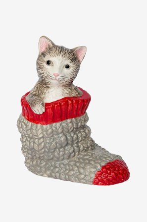 Cult Design - RAGGSOCKS-katt, 8x5x10cm - Flerfärgad - Julpynt - Från Homeroom
