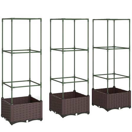 Højbedsæt med espalier, 3-pak, dræning