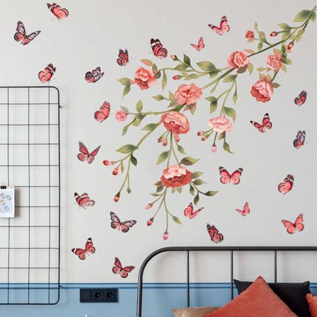 Butterfly Flower Floral Wall Art Sticker Room Decor - spot försäljning