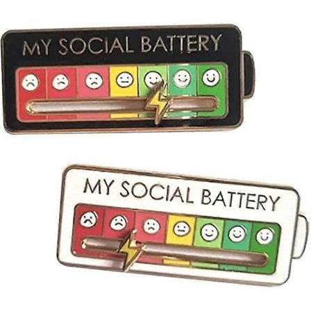 mina sociala batteri-pins, social batteri-pin, min sociala batteri-pin, 2 st, kreativ, lämplig för att dekorera ryggsäckar, kläder, uttrycka 
