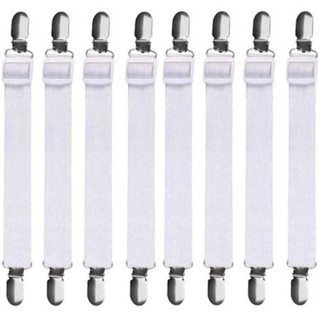 8 st (60 cm till 200 cm) Justerbart lakan Spännare, Justerbara Spännare, Passar Alla Sängar och Madrasser, Svart