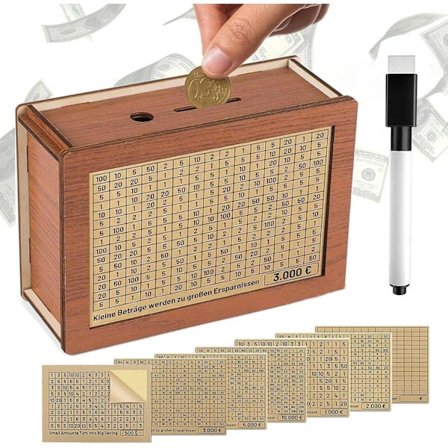 Træspargris, sparegris med tal, krydstogtskib, træsparegris, sparegris med lommeregner mål