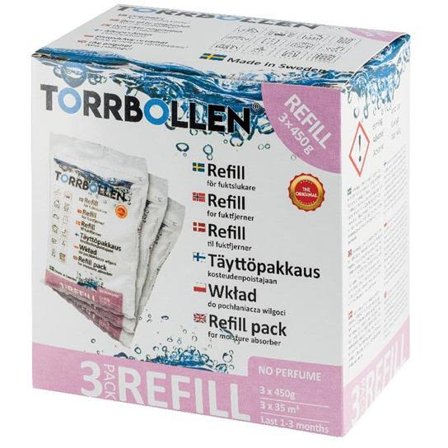 Torrbollen 7114 Refill 450g, 3-pack, för fuktslukare, Inomhusklimat