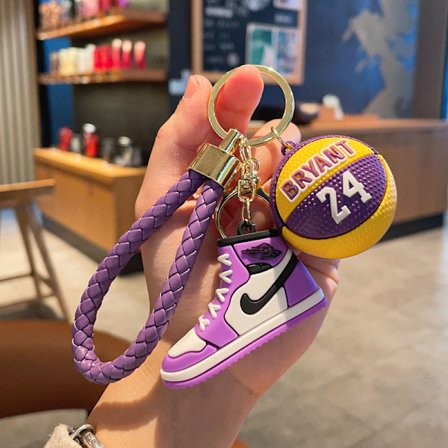 Mini Sneaker Nøkkelring - 3D Basketball Nøkkelring Tilbehør (Lilla)