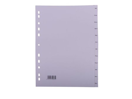 Plastregister A4 jan-dec gr fl - Lyreco - Kontorsmaterial - Pärmar och register - Plastregister - Tryckta