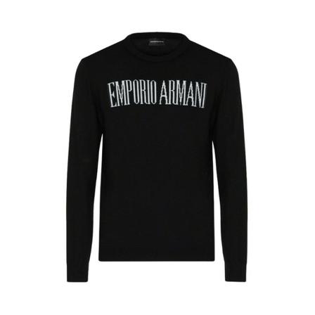 Emporio Armani Round-neck Strik Sort, Herre Strik