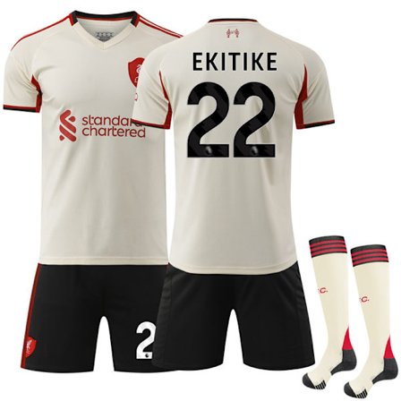 2025-2026 Liverpool Bortedrakt Barn Fotballdraktsett Nr 22 Ekitike No. 22 Ekitike-FX-
