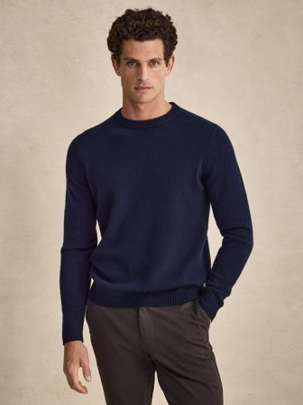 John Henric Men's Dunkelblauer Pullover Relaxed Fit Size L
