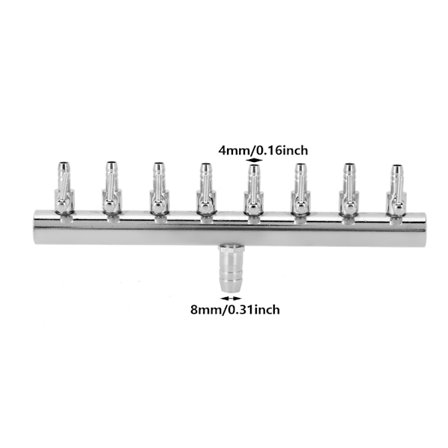 Rustfri Stål Akvarie Luftpumpe Splitter Fordeler Akvarium Ilt Rør Kontrolventil Konnektor 8 Vejs