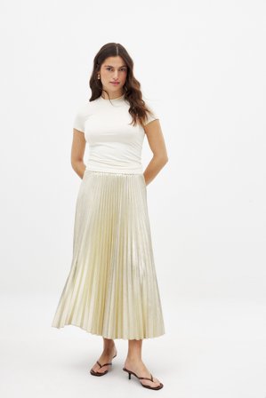 Larissa Mills x NA-KD - Plissert midiskjørt - Plisserte skjørt - Gold - EU 34