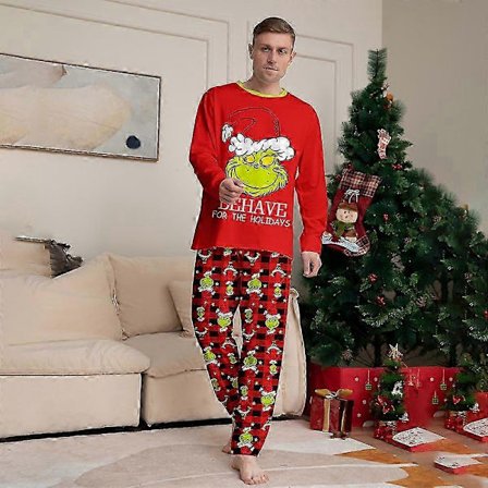 Jul Familie Matchende Pyjamas Nattøj Jul Grinch Trykt Voksen Barn Spædbarn Nattøj Pyjamas Sæt - Perfekt Far