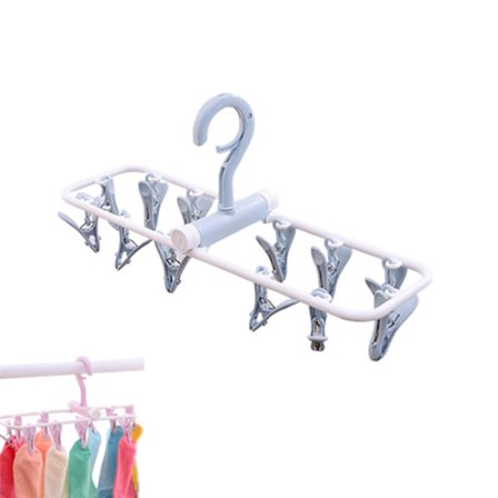 Sokketørkestativ, Klypetørkestativ Undertøyshengere Med 12 Klemmer Bærbar Sammenleggbar Henger Reiseklemme Tørketrommel (Blå)