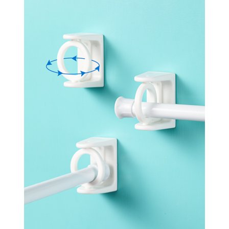 Sett med 6 ABS veggkroker for spennstang, 360° roterbar uten boring