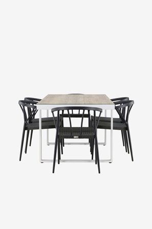 Venture Home - Merlo Matgrupp med stolar Stina - Svart - Matgrupper - Från Homeroom