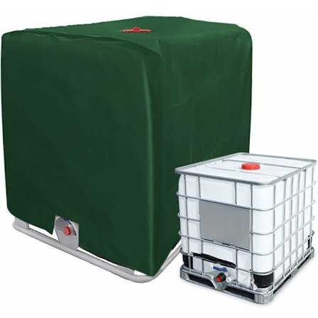 IBC Tank Cover Presenning til 1000L IBC Container, GU.B/bon 116 x 100 x 120 cm Vandtank Cover Anti-UV Anti-Regn (Grøn)..DEBUNS
